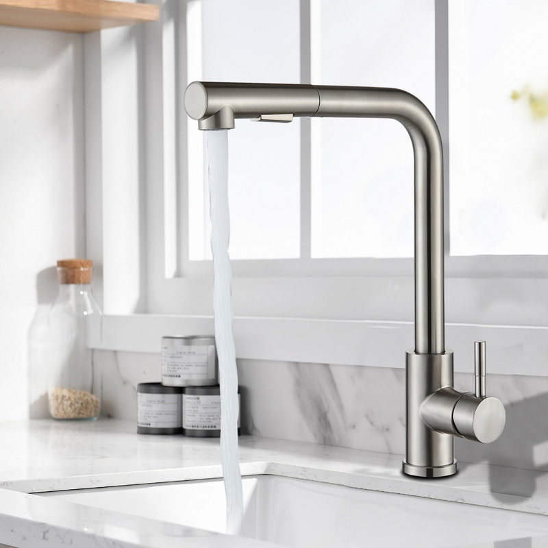 Belfry Kitchen Madawaska Pull Out Kitchen Faucet, Black