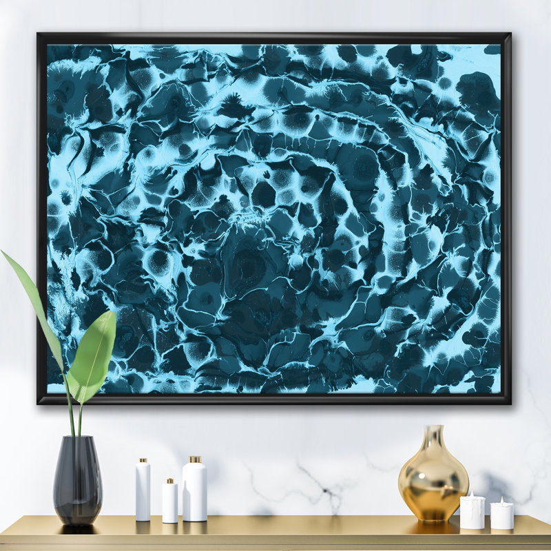 Wet Painted Waves - Reproduction d'art sur toile, H 12 po x l 20 po x P 1 po, Toile avec cadre noir