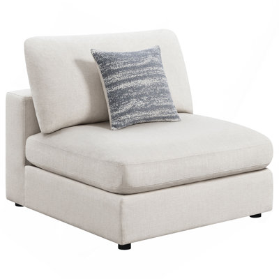 Beige Upholstered Armless Chair With Removable Cushions