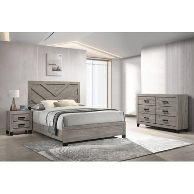 Granville 3 Piece Bedroom Set In Light Gray Wood by Gracie Oaks