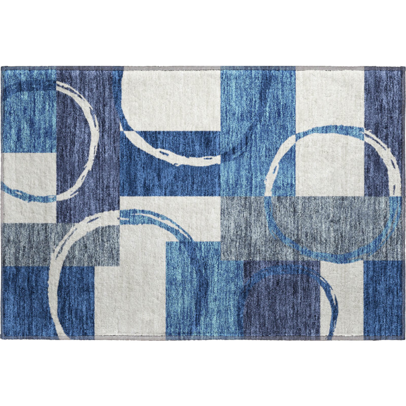 Premium Machine Washable Prisco Blue Rug, Rectangle 1'8" x 2'6"