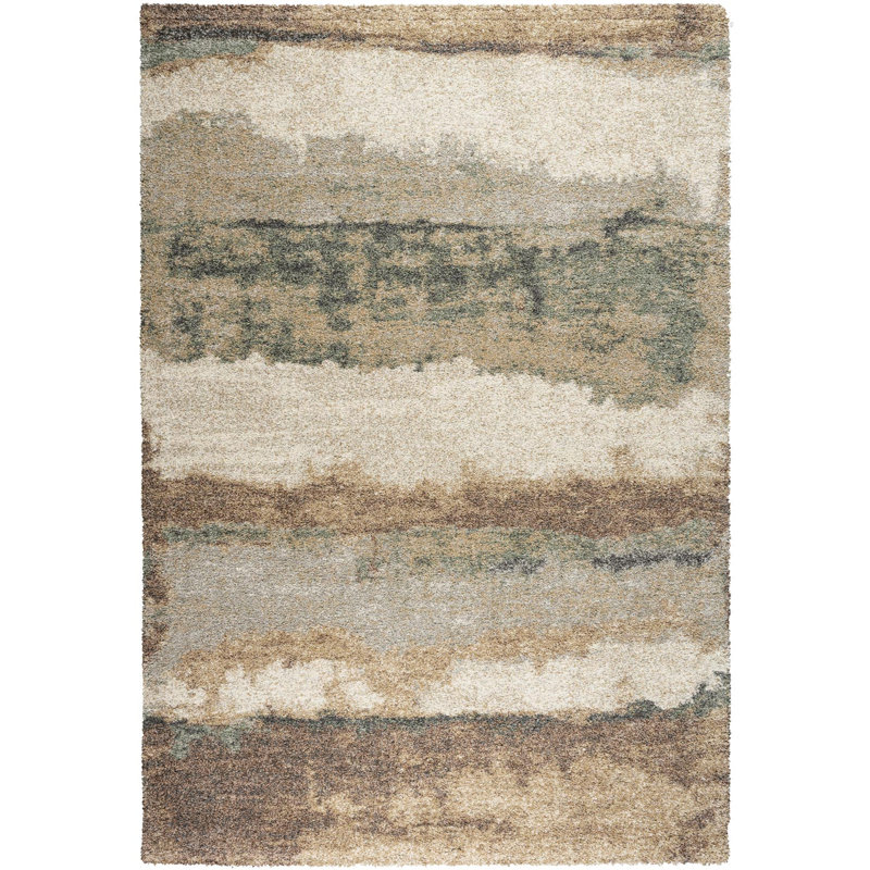 Rectangle Abstract Area Rug, Green, Rectangle 80 x 150 cm
