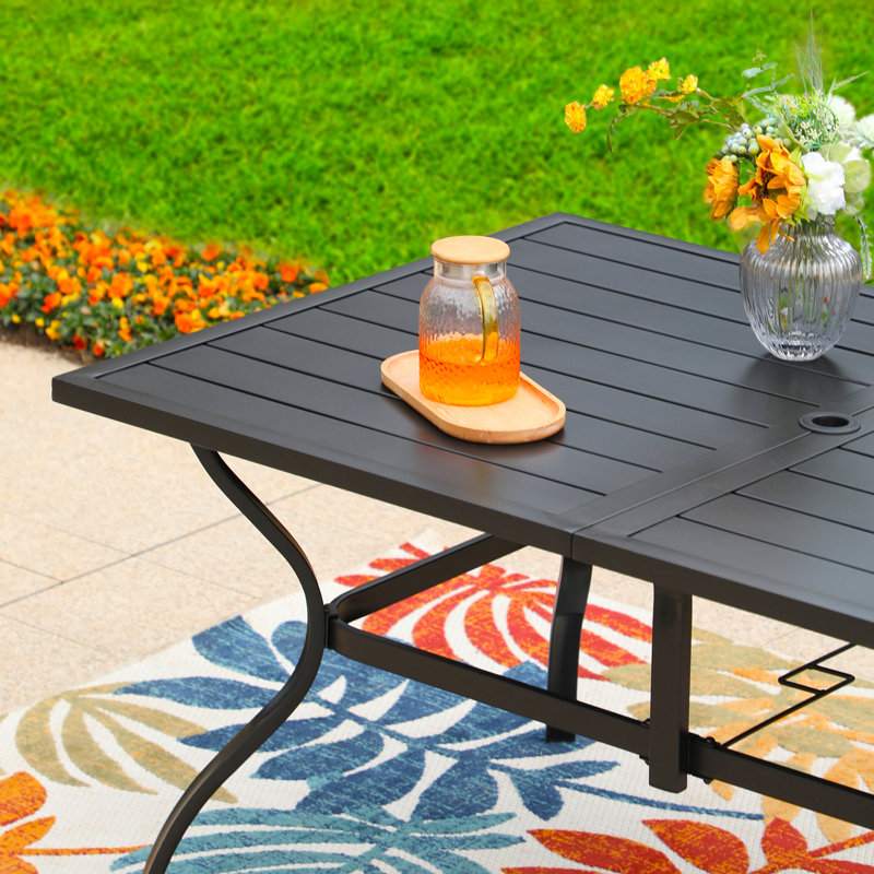 Salem 60" W x 38" D Steel Rectangular Patio Dining Table with Umbrella Hole