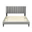 Très grand lit avec option de chargement - Tête de lit tapissier en tissu gris