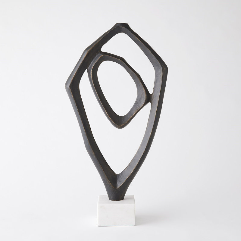 Interplay Sculpture-Bronze, White/Brown/Black