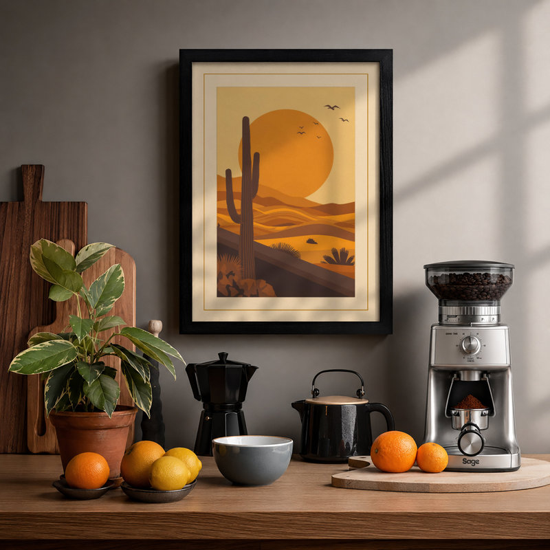 Desert Under Stars Rustic - Print, A1 - 84.1 x 59.4 cm, Black