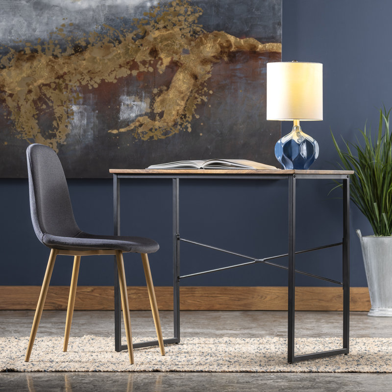 Solid Wood Top Metal Base Writing Desk
