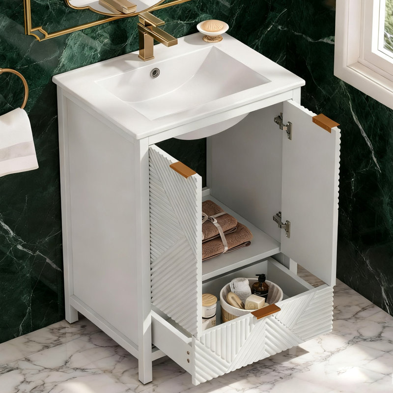 Meuble-lavabo simple 24 po avec lavabo, Blanc