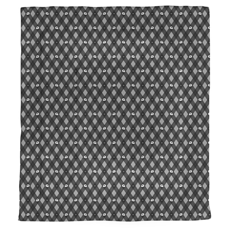 Édredon réversible simple Katelyn Elizabeth Argyle Skulls, Édredon très grand, Noir