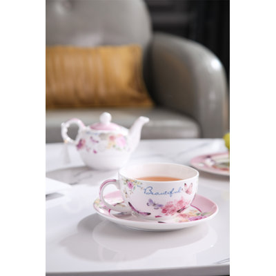 Lily Manor Albrecht 0.5ml Stovetop Safe Floral Teapot