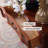 33.46"American-style brown floor-standing dressing mirror with drawers