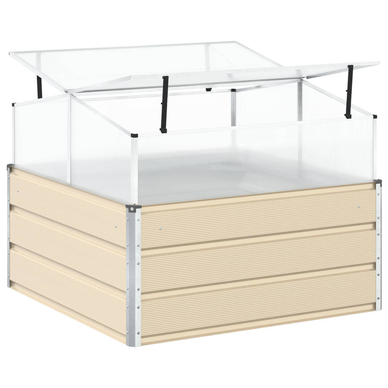  Planter 100 X 100 X 77 Cm Galvanised Steel, Ivory