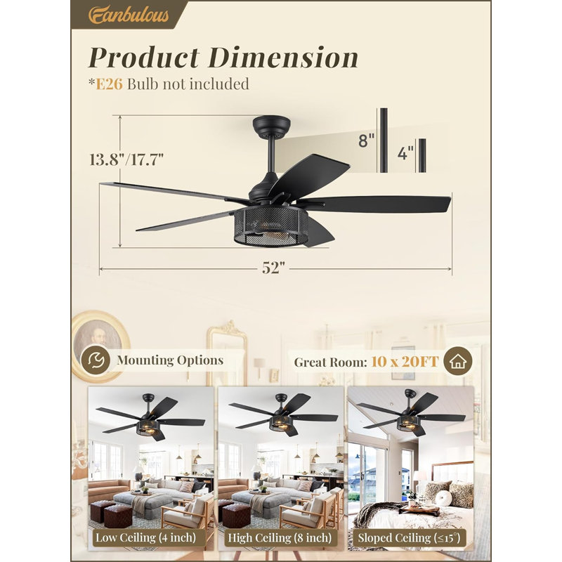 Lynnai Ceiling Fan with Light Kit