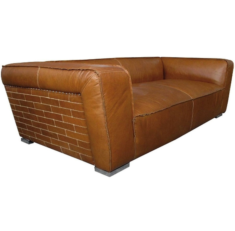 Umbria Genuine Leather Sofa, Columbia brown