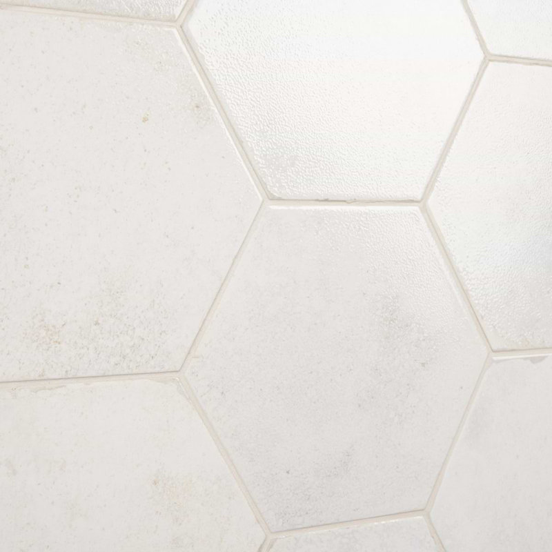 Kalay 9" Hexagon Polished Porcelain Tile, White