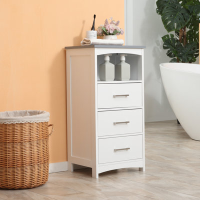 Armoire de salle de bain autoportante avec rangement, blanc