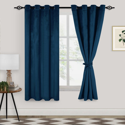 2 Panels Velvet Curtains with Tiebacks - Luxury Grommet Top Window Treatments Room Darkening Privacy Protect Drapes for Bedroom Living Room Home Decor