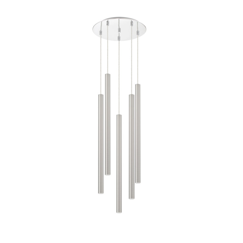Bowning 5 - Light LED Cluster Pendant, Stain Nickel