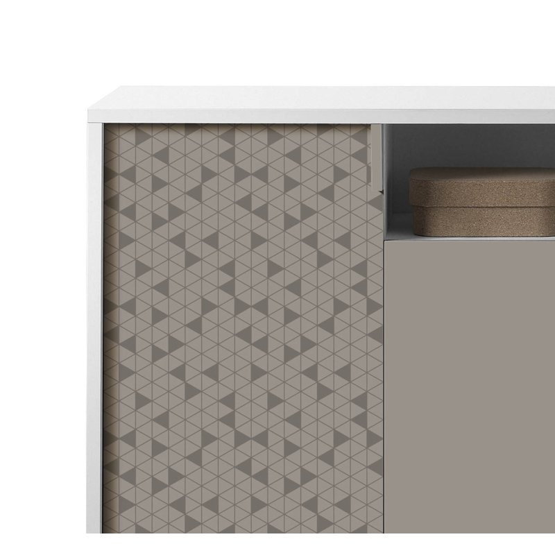 16 Pair Shoe Storage Cabinet, White/Taupe