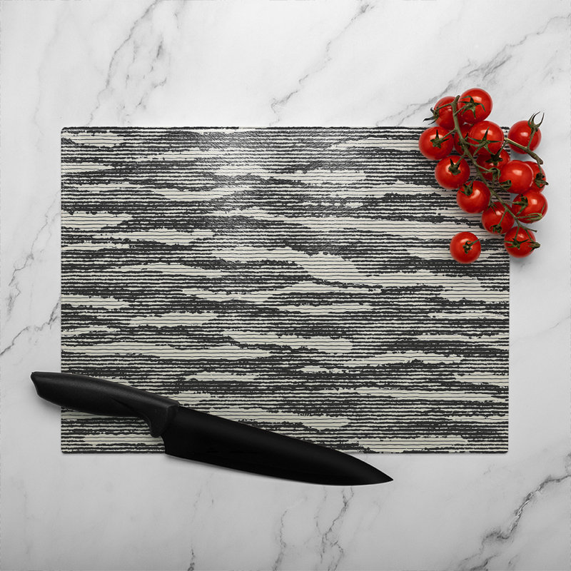 Grunged Stripes Glass Chopping Board