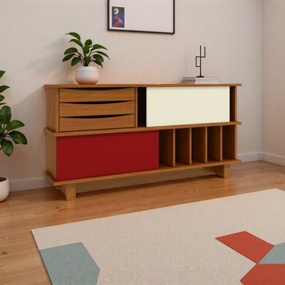 Chinese-style color-blocked sideboard