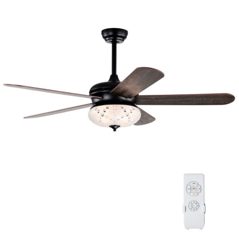 Ventilateur de plafond à 5 pales Anuva avec télécommande et ensemble d'éclairage inclus, Noyer