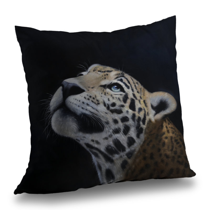 Realistic leopard face throw pillow - African feline – Poly Twill Throw Pillow with Insert, Double-Sided Print