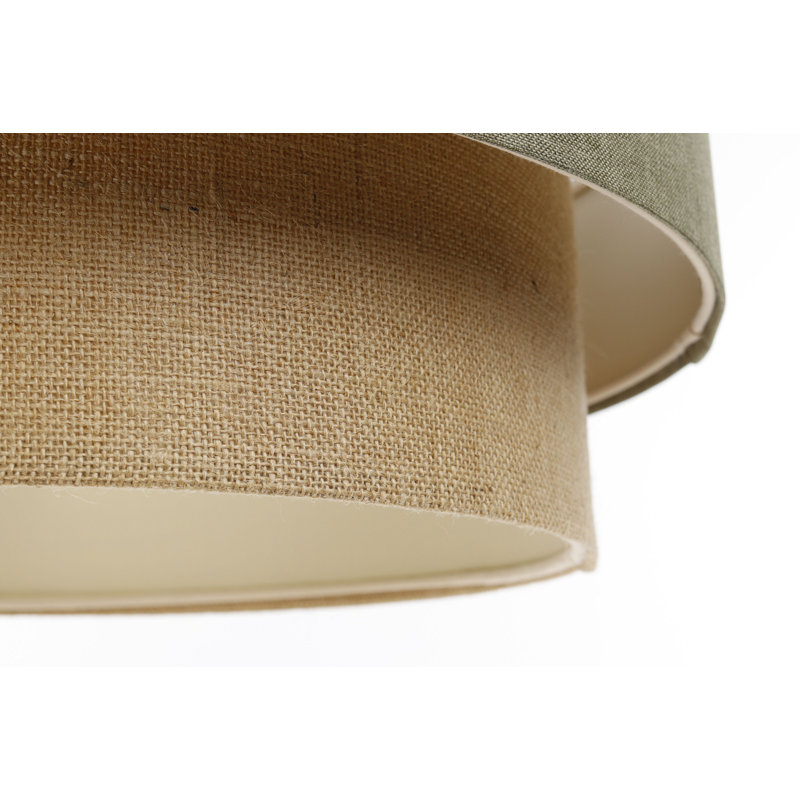 Zygi 1 - Light Cream Drum Pendant, Green Olive/Yellow Mustard