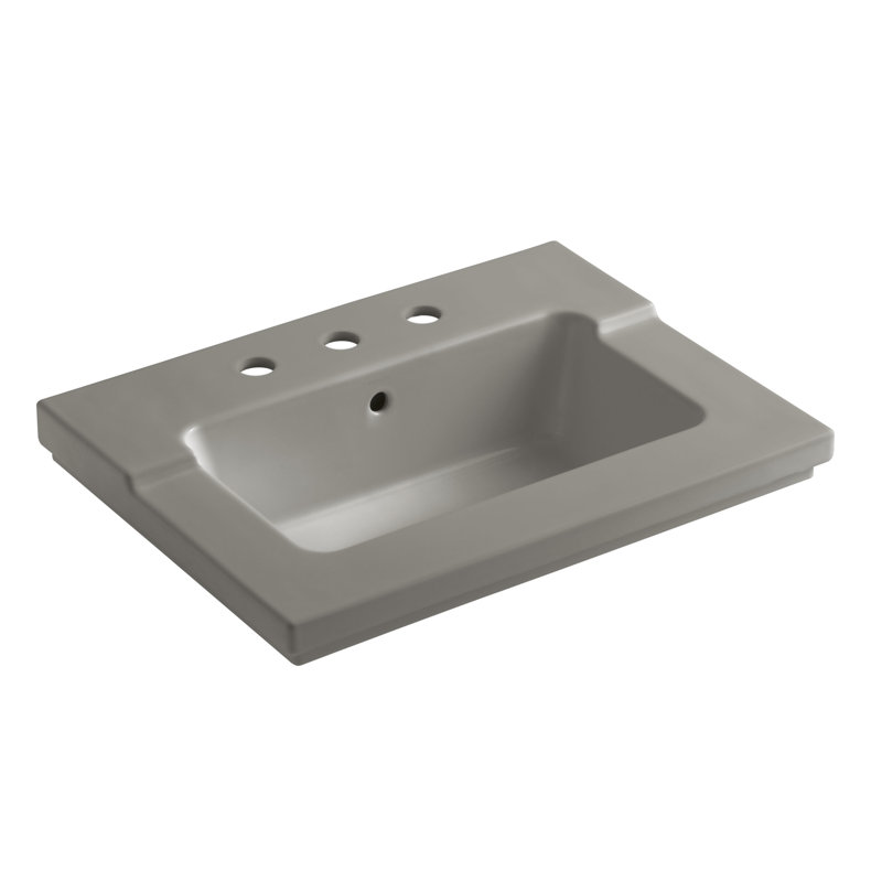 Tresham Vanity-Top Bathroom Sink with Single Faucet Hole, White, 4'' Centers