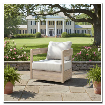 Outdoor Wood Swivel Club Chair