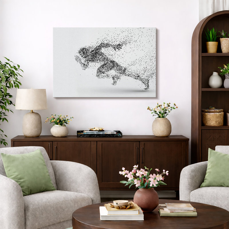 Sport "Œuvre dynamique à motif noir et blanc éclatant, images abstraites d'athlétisme, impression sur toile encadrée,"