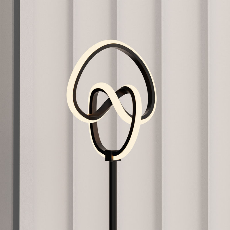 Abstract Art 31W LED Floor Lamp 58" - 3000K Warm Illumination- Twisted Circle Design in Matte Black