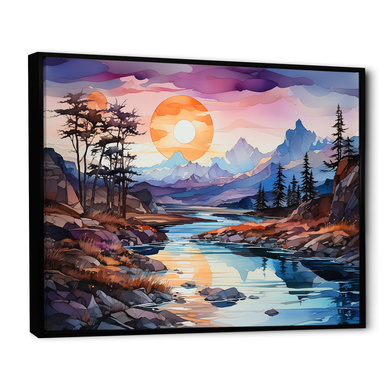 «Glacier Sunrise In Canada», reproduction sur toile, Cadre flottant noir, H 30 po x l 40 po x P 1,5 po