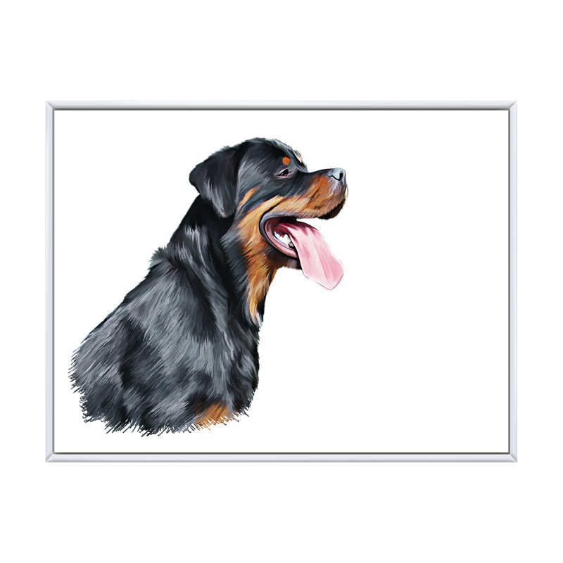 «The Dog Rottweiler II», reproduction sur toile, H 12 po x l 20 po x P 1 po, Toile encadrée flottée blanche