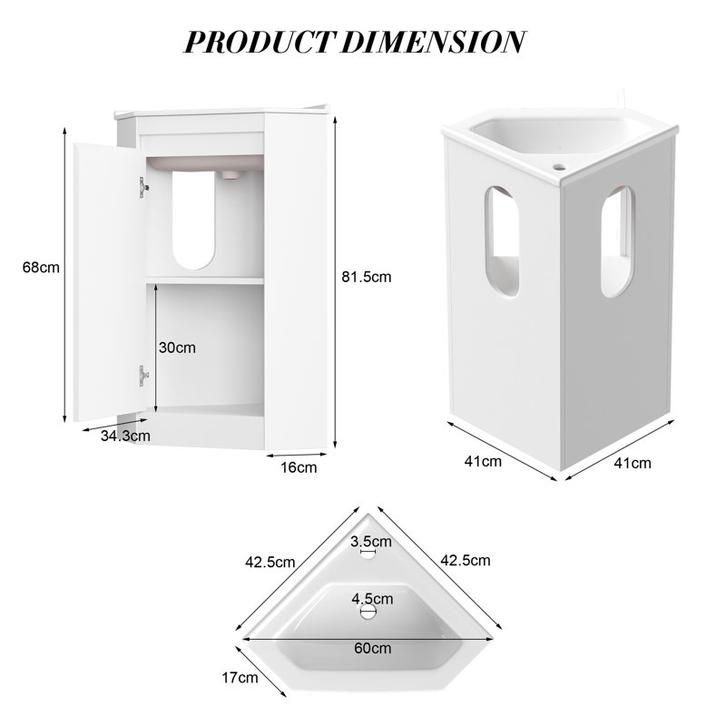 Single Bathroom Vanity with Drop In Ceramic Basin, Smooth surface