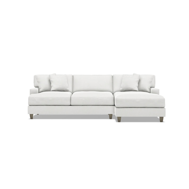 Mila Chaise Sectional, White Polyester Blend, 33.5" H x 101" W x 61" D, Right Hand Facing