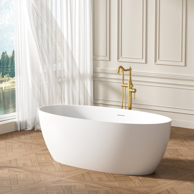 Baignoire de trempage autoportante de 67 po x P 32 po avec drain et trop-plein à rainure, blanc