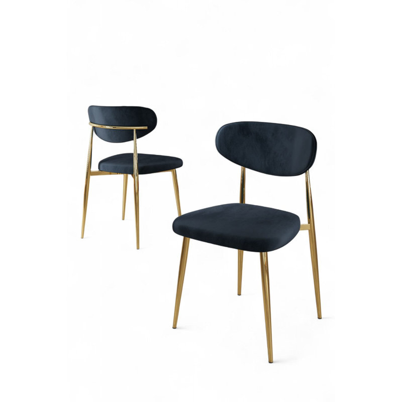 Ensemble de chaises modernes 4 pièces, anthracite et or | Structure 100% métal, envers en contreplaqué, tissu Babyface | Dimensions: 19,7 po x 34,6 po x 18,5 po | Confortable dossier 22 en mousse et siège en mousse 28 po | Parfait pour les salons et les salles à manger glamour