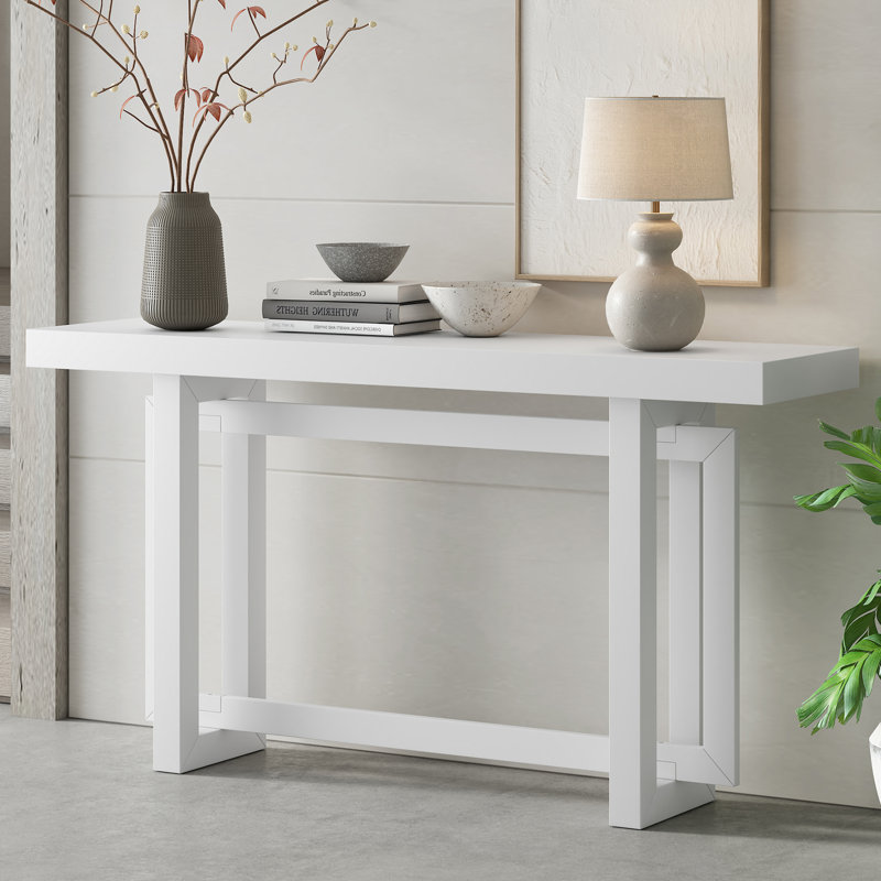 59" Long Console Table, White, White
