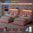 Velvet Upholstered Storage Bed With LED Lights, Storage Platform Bed With 2 Drawer & Charging Station-10528047-12461070