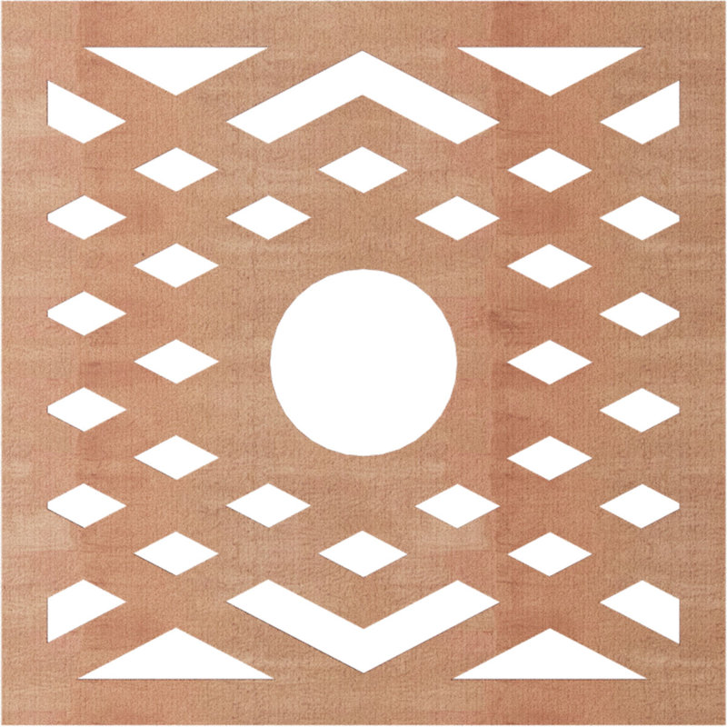 Médaillon de plafond à chevrons, Cerisier, H 34 po x l 34 po x P 0,25 po