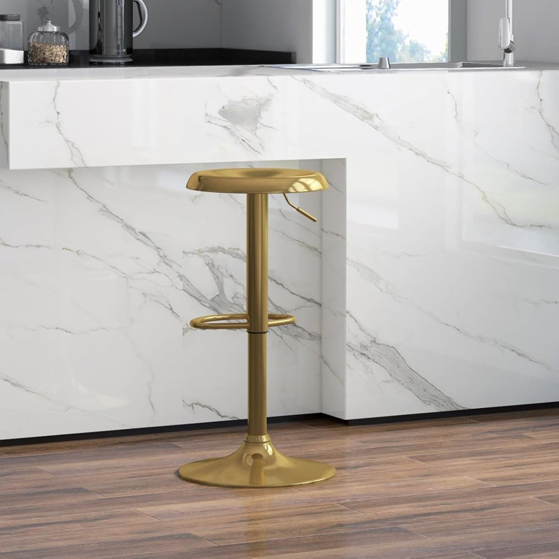Juddson 1Pc Bar Stools, Adjustable Height Swivel Bar Stools, Metal Airlift Barstools, Backless Counter Height Bar Chairs for Kitchen Dining Room Pub Cafe