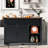 53.7" Farmhouse Kitchen Island With Power Outlet, Drop Leaf & Sliding Barn Doors, Rolling Storage Cart, Black-537014815