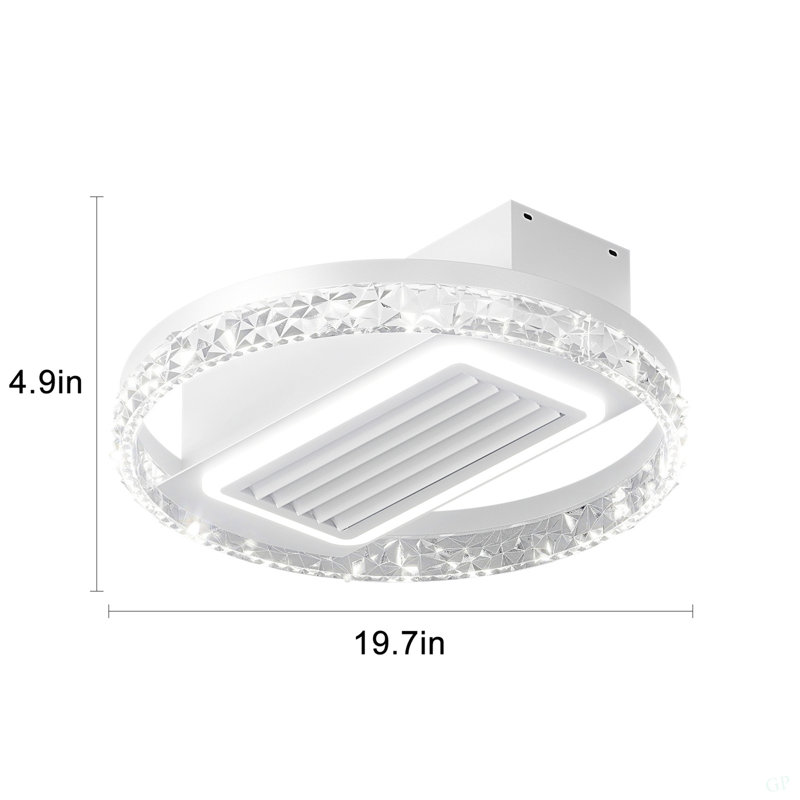 Ventilateur de plafond sans lame à DEL de 20 po avec télécommande - Plafonnier encastré moderne avec circulation d'air et luminosité réglable pour le salon, la salle à manger ou la chambre à coucher