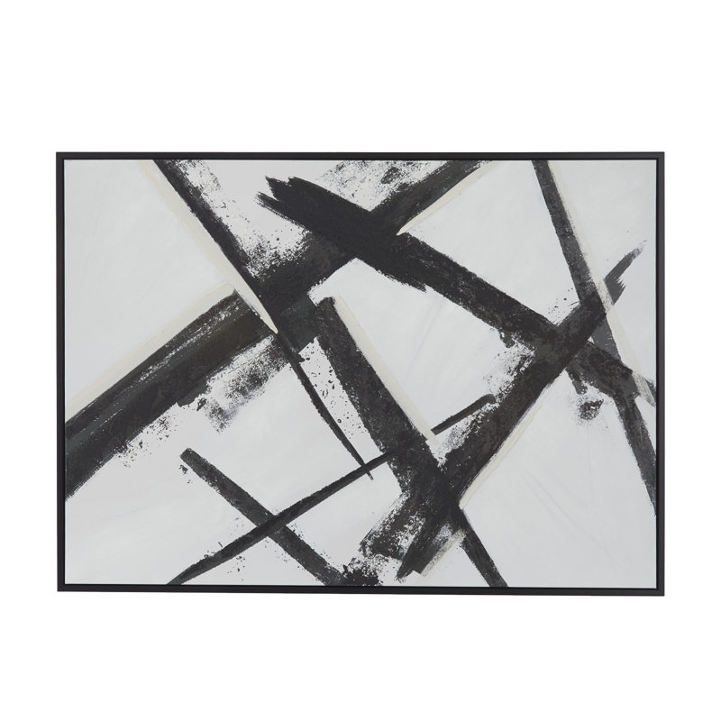 Tableau abstrait sur toile, œuvre d'art murale avec cadre noir