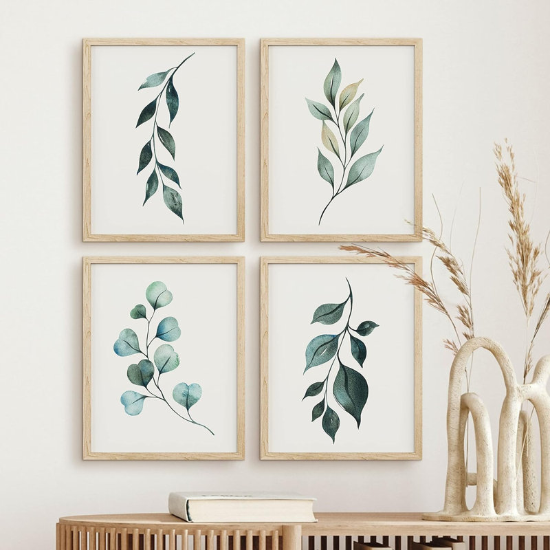 "Forest Plant", ensemble de 4 impressions murales encadrées "Forest Plant", H 14 po x l 11 po x P 1 po, Naturel