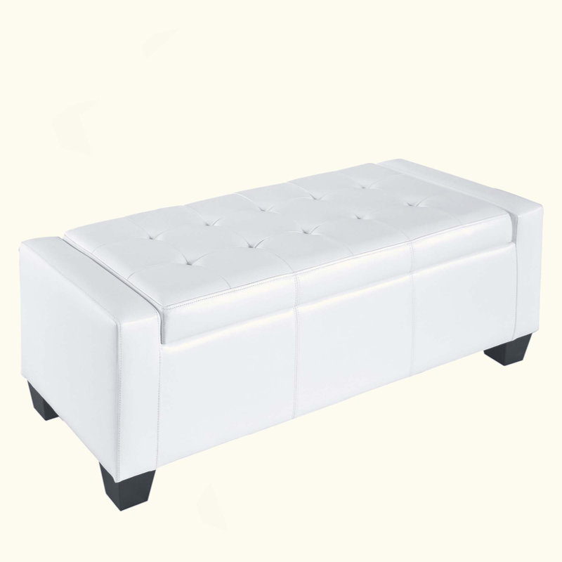Faux Leather Rectangular Tufted Storage