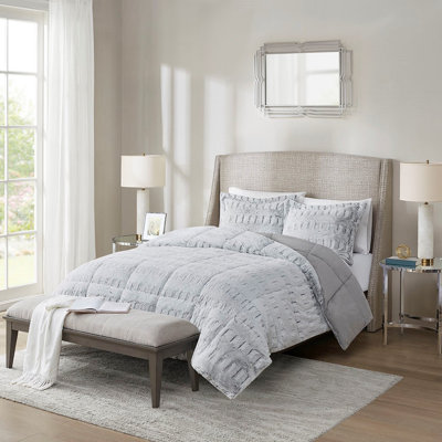 Édredon en fausse fourrure gris pour lit double / grand lit