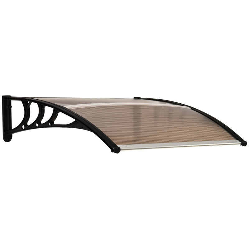 Dakota Fields 100cm W x 75cm D Plastic Cover Retractable Door / Window Awning, Brown