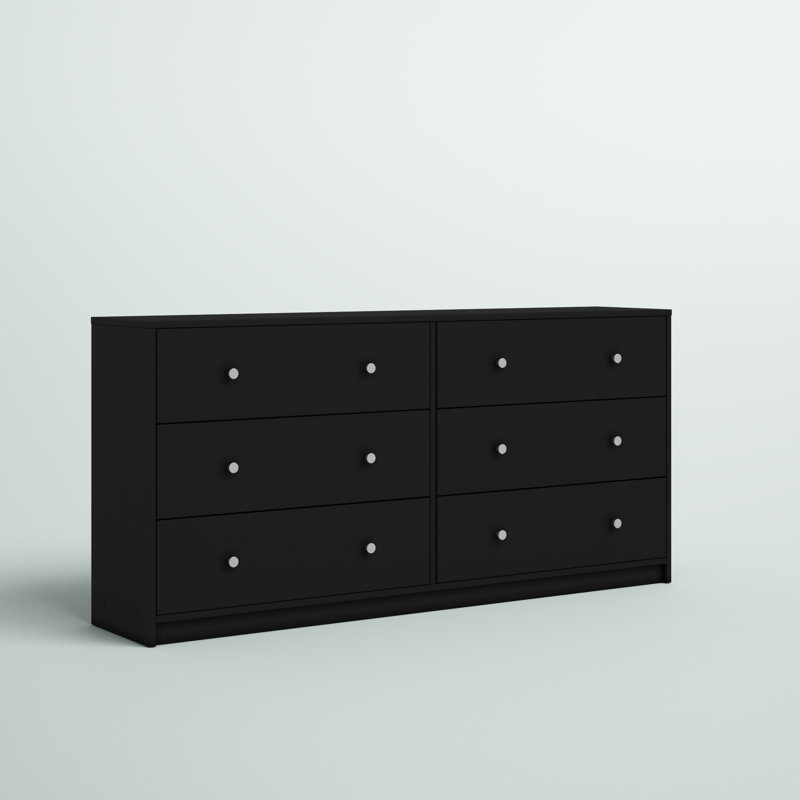 Clanton 6 Drawer 56.34" W Double Dresser, Black